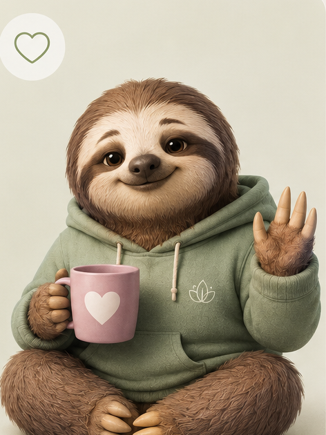 Leia's coach — a friendly sloth guiding your practice